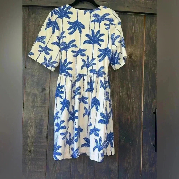 Cotton Jersey Wrap Dress in floral Print Size M, palm, vacation, casual E6 - Picture 7 of 10
